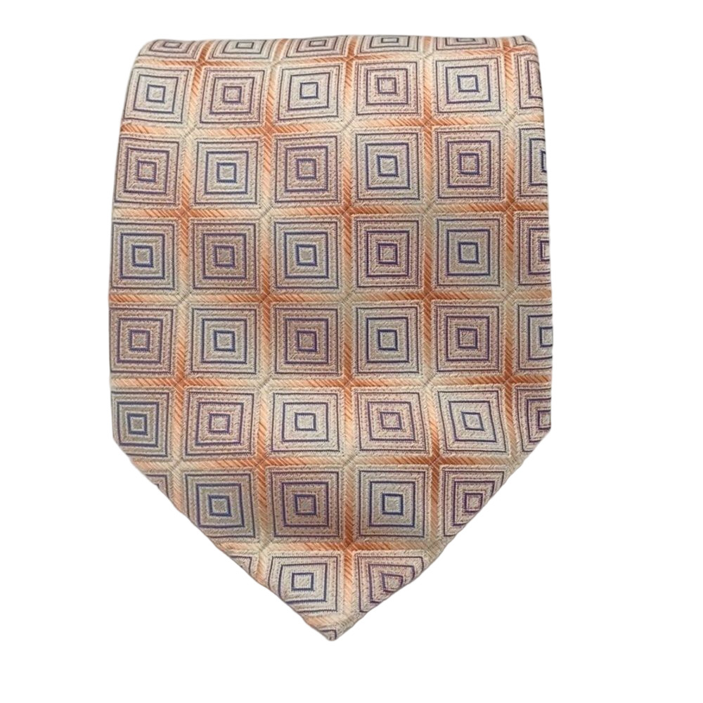 Burma Bibas Orange unique professional patterned silk tie